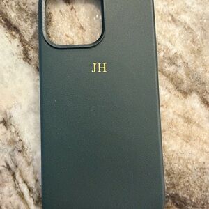 New Dark Green iPhone 14 Pro Max Case with embossed JH.